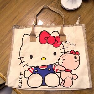Women’s Cute Hello Kitty Cream Tote Bag